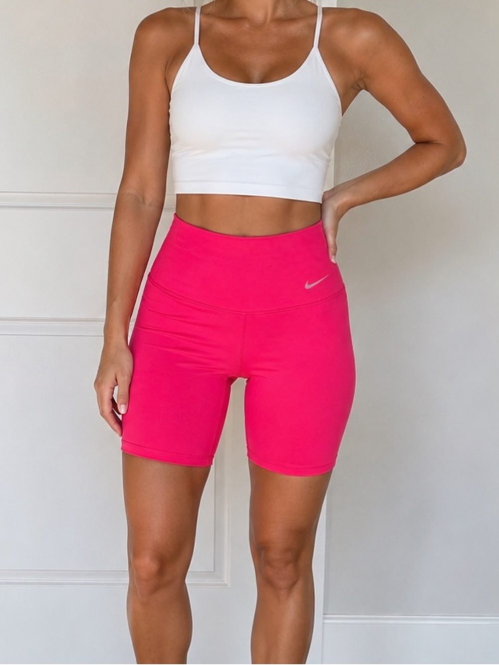Nike Zenvy Dri-FIT High Rise 8” Biker Shorts Women’s XS Pink Infinasoft NWT